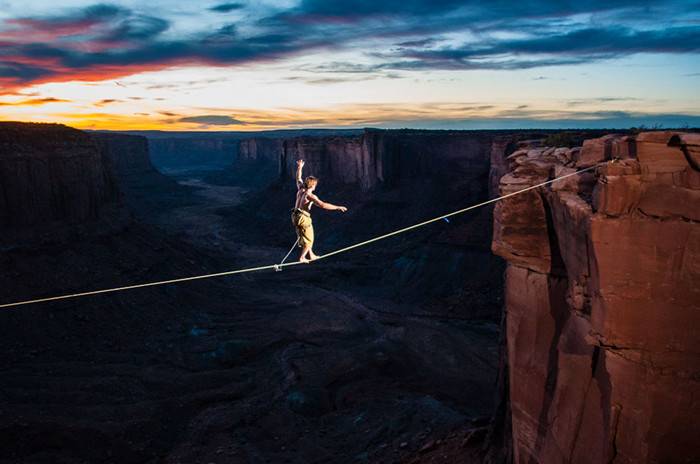 Secret spot for extreme sport of highlining revealed