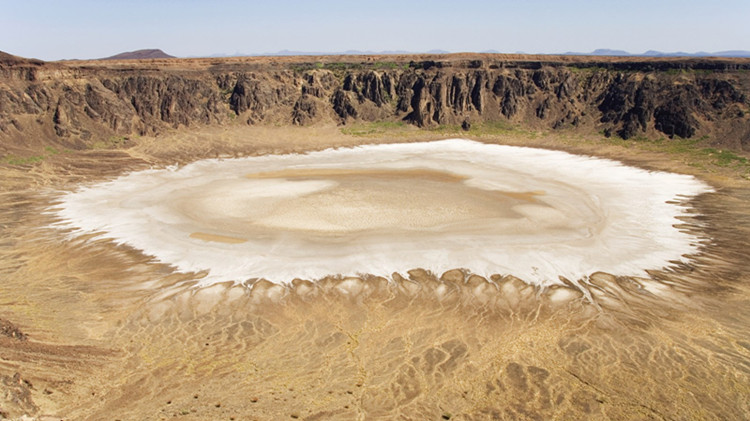 Hiking to the salty center of the only volcanic crater in the middle East