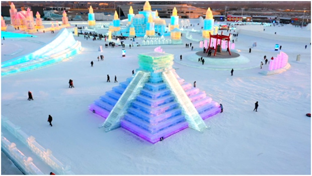 China, Mexico celebrate ties with ice replica of Mayan pyramid in Harbin