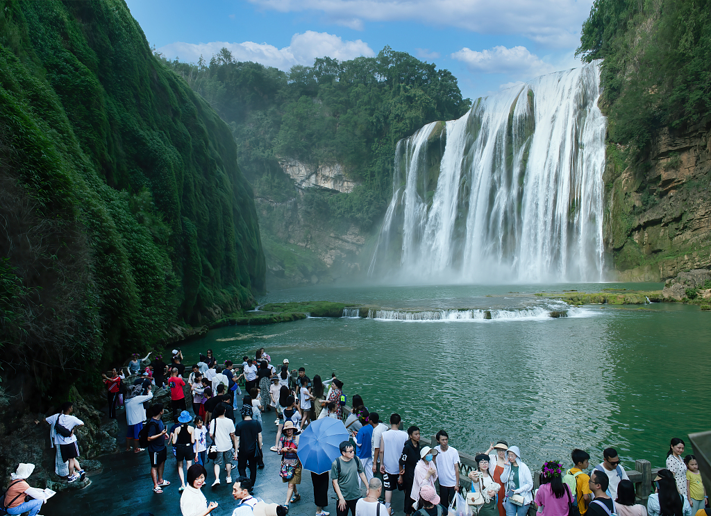 Huangguoshu Waterfall roars after recent rainfall