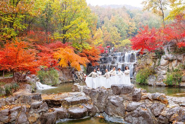 Visitors admire colorful leaves at Dayi Mountain