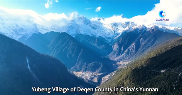 Maintenance workers ensure power supply in village in China