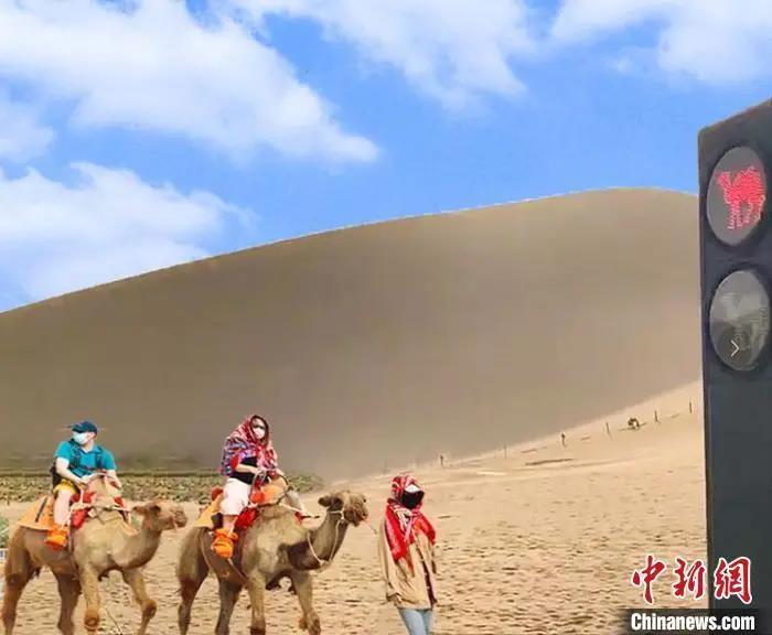 世界首款专属骆驼的信号灯亮相敦煌：创意分流游人与驼队