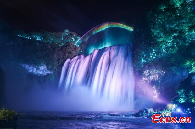 Light &Shadow show adds charm to Huangguoshu Waterfall in Guizhou